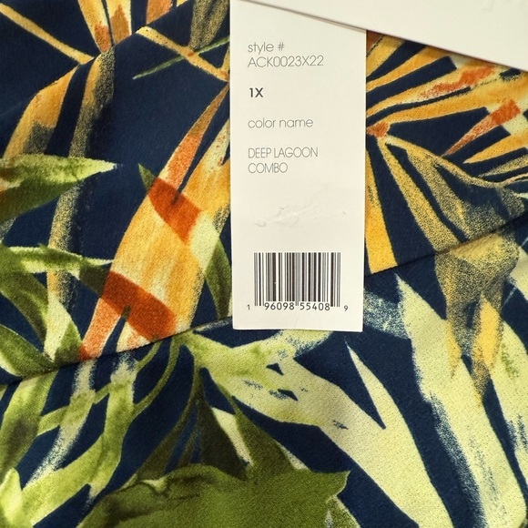 Adyson Parker Dress Deep Lagoon Combo Print Front Tie Split Hem Dress Size 1X - Picture 10 of 10